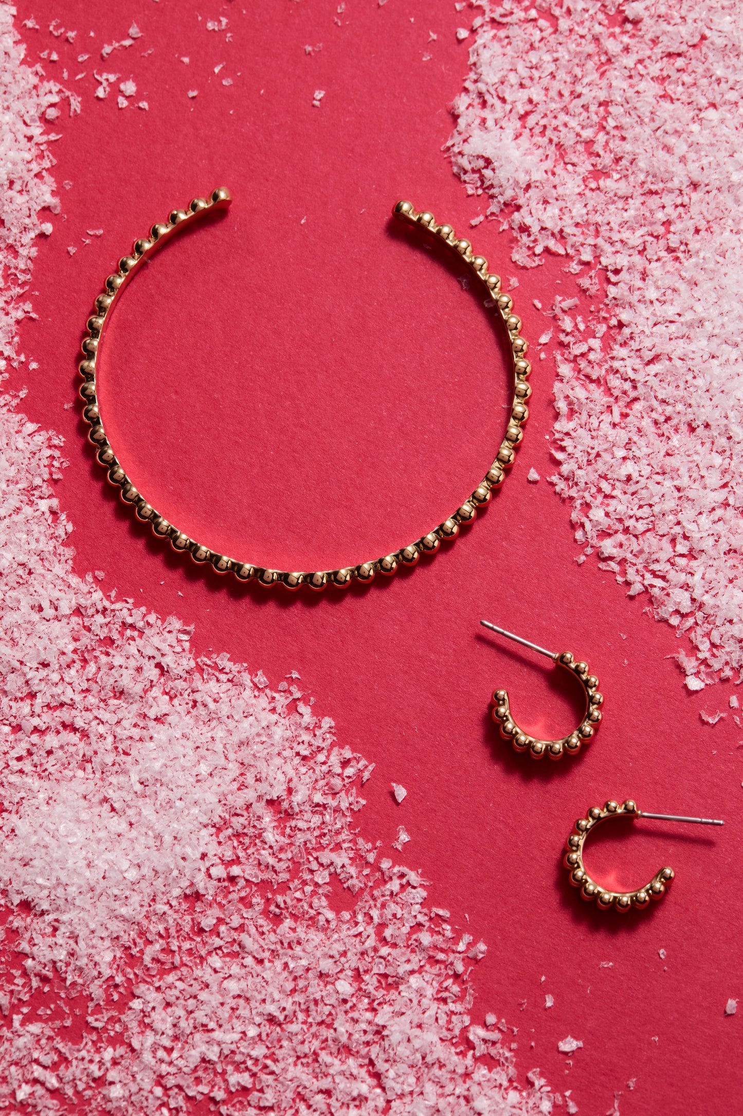 Ball Texture Huggie Hoop Earring Gold