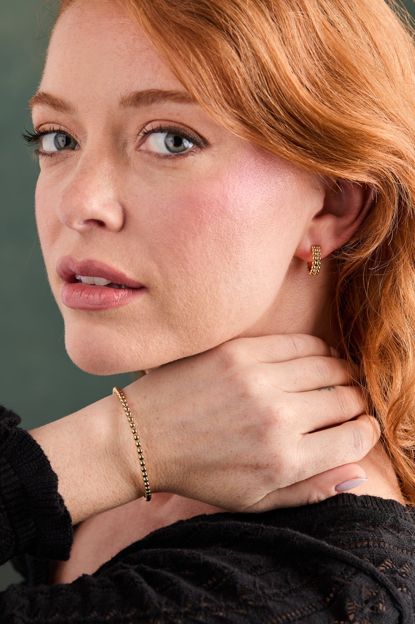Ball Texture Huggie Hoop Earring Gold