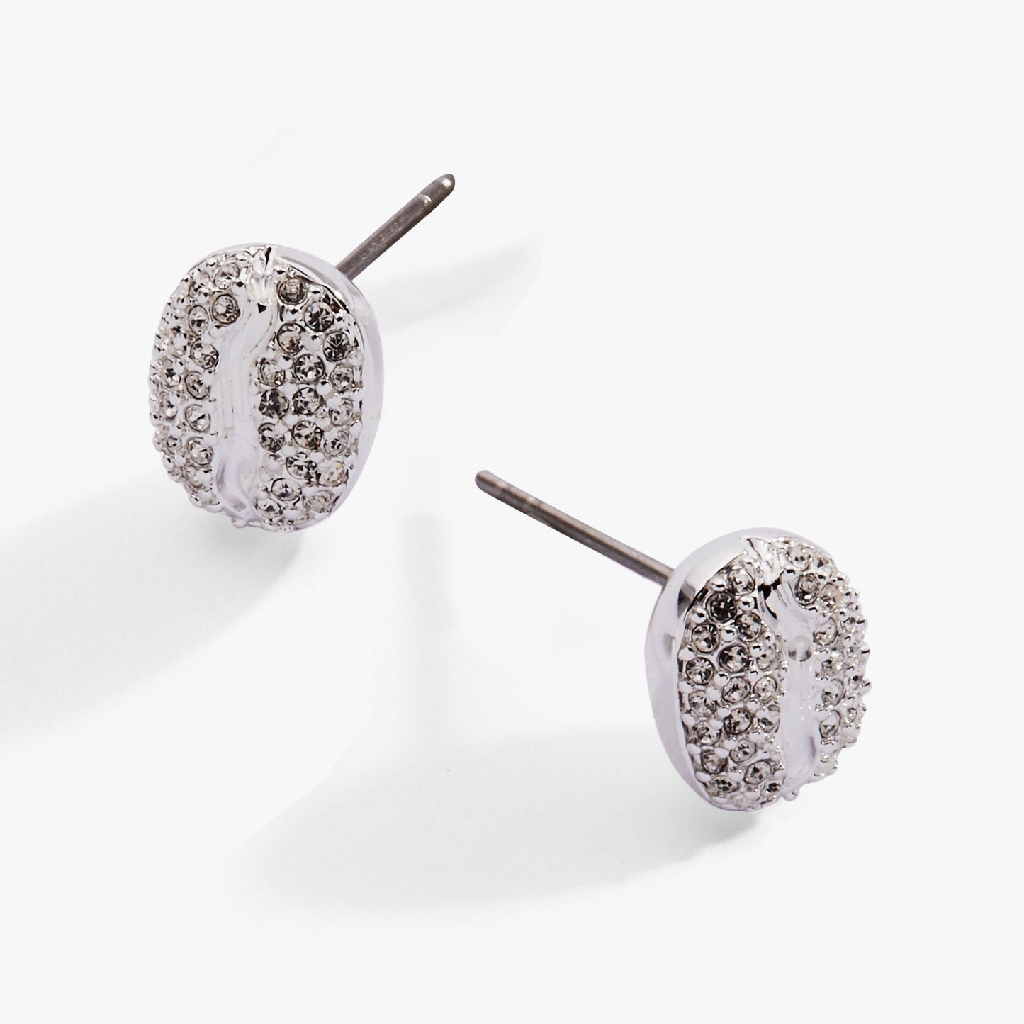 Coffee Bean Pave Stud Earring Silver