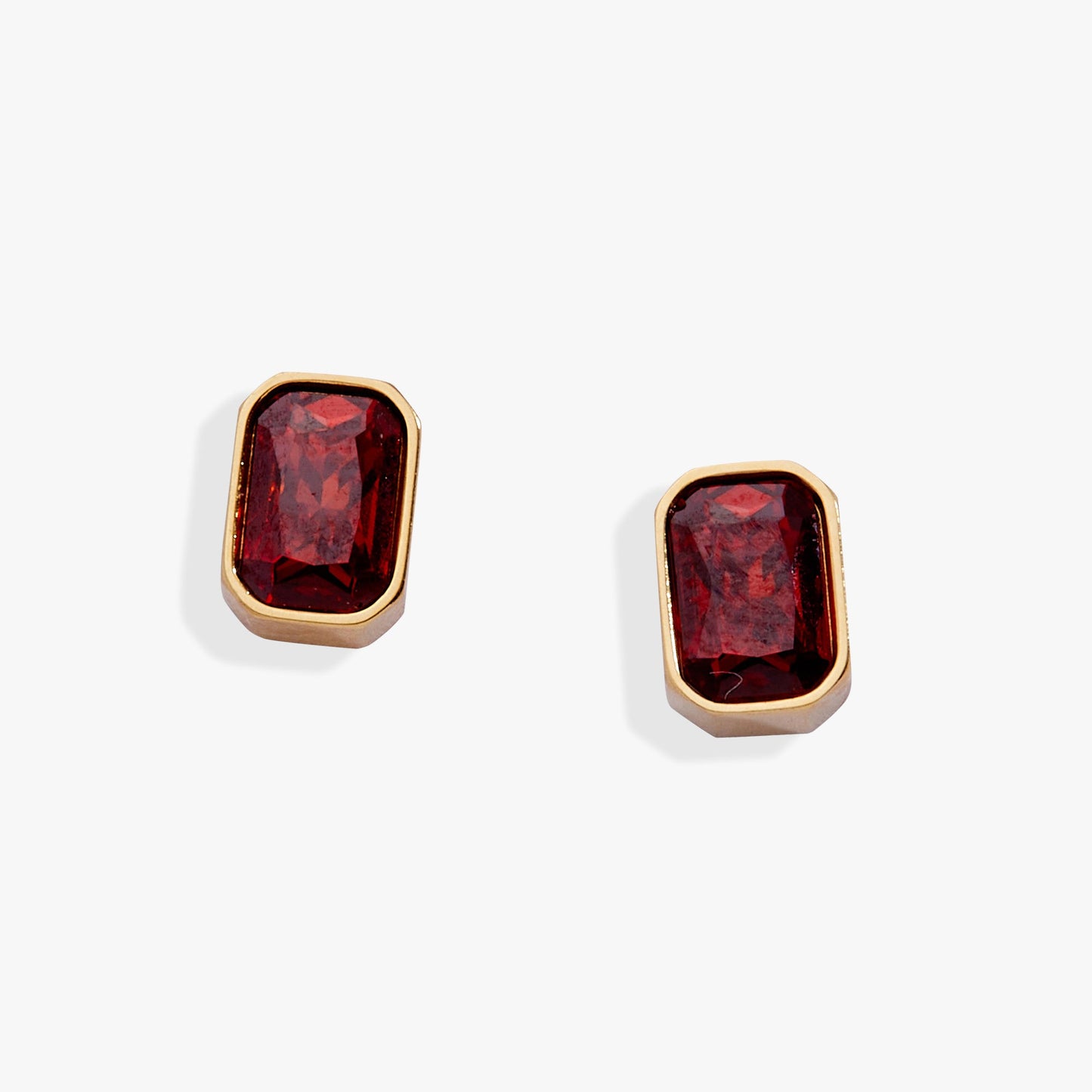January Emerald-Cut Birthstone Stud Stainless Steel Gold