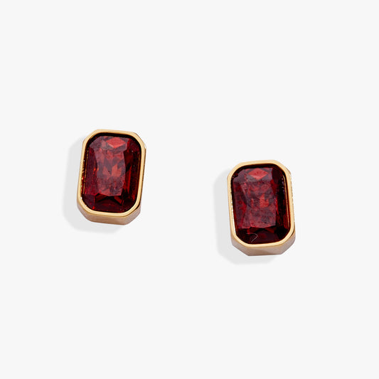 January Emerald-Cut Birthstone Stud Stainless Steel Gold