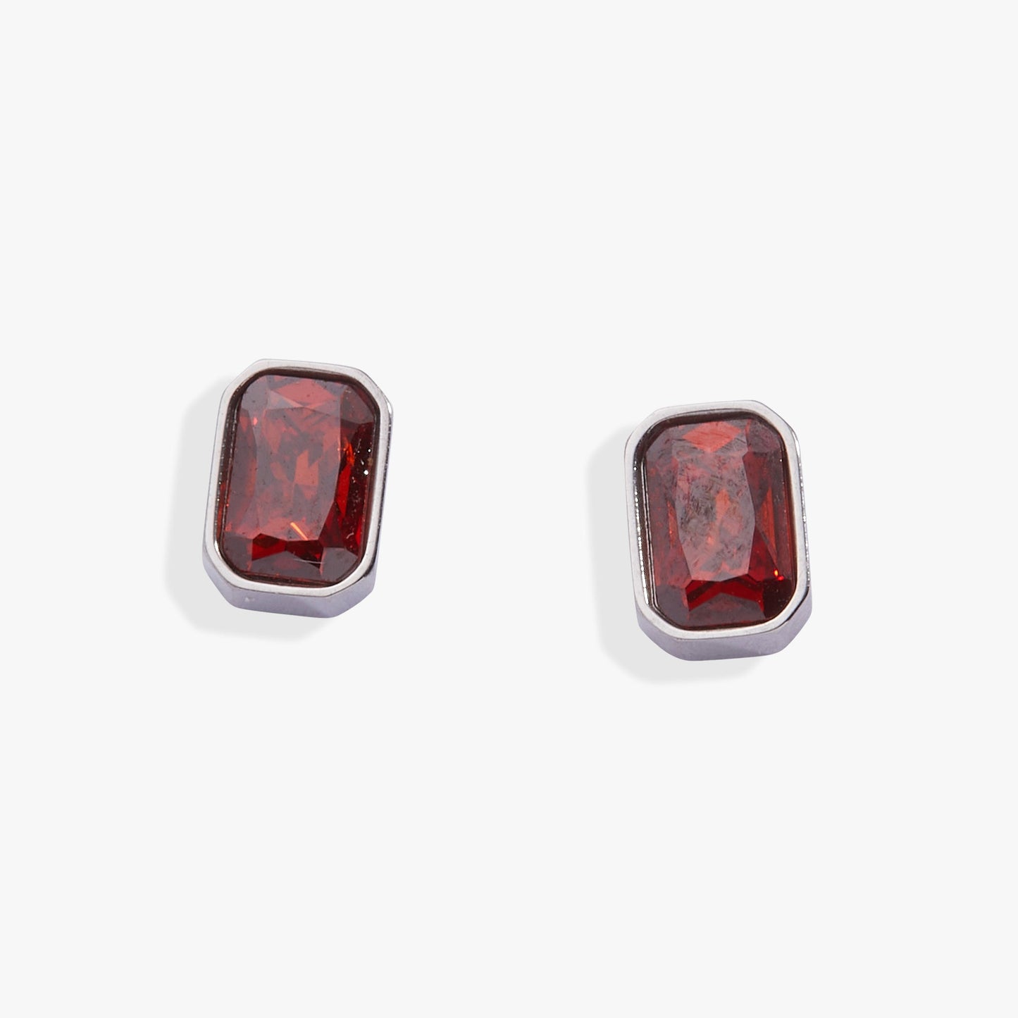 January Emerald-Cut Birthstone Stud Stainless Steel Gold