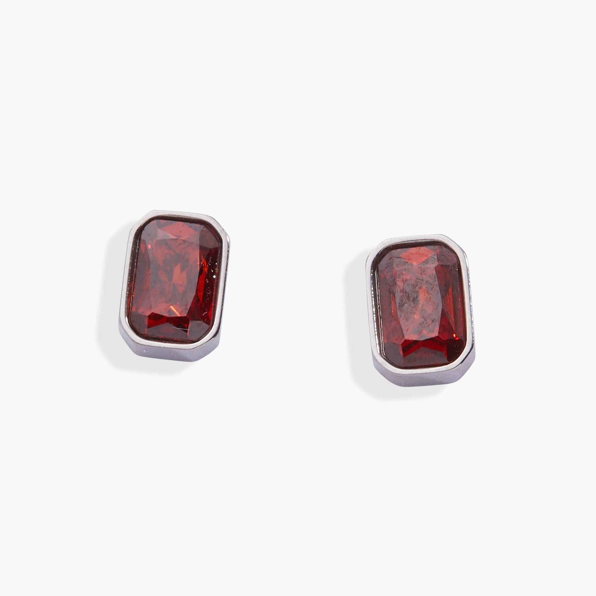 January Emerald-Cut Birthstone Stud Stainless Steel Gold