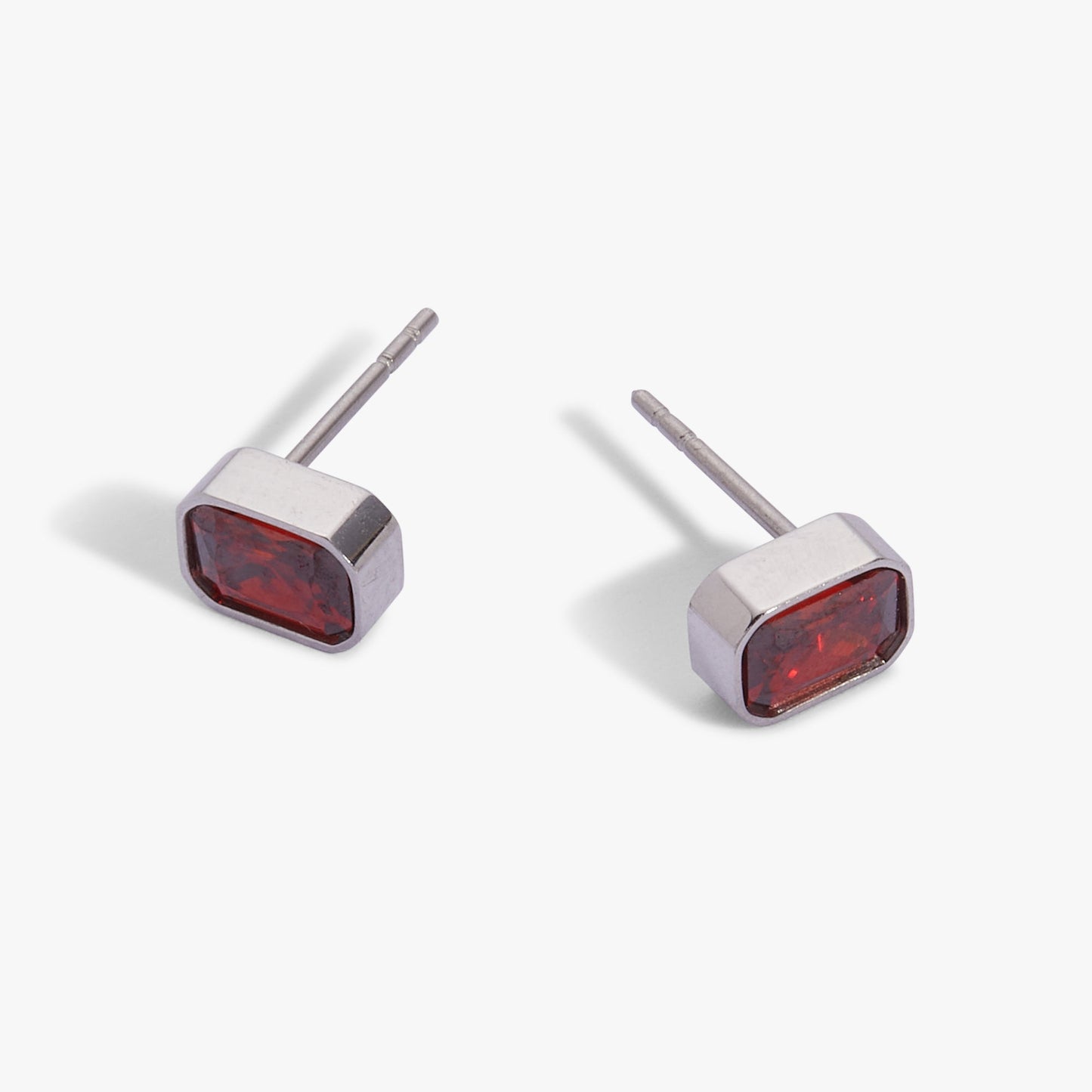 January Emerald-Cut Birthstone Stud Stainless Steel Gold