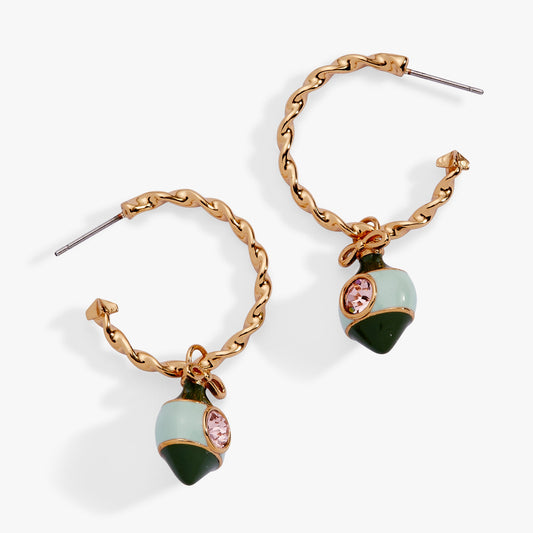 Ornament Hoop Earrings Gold