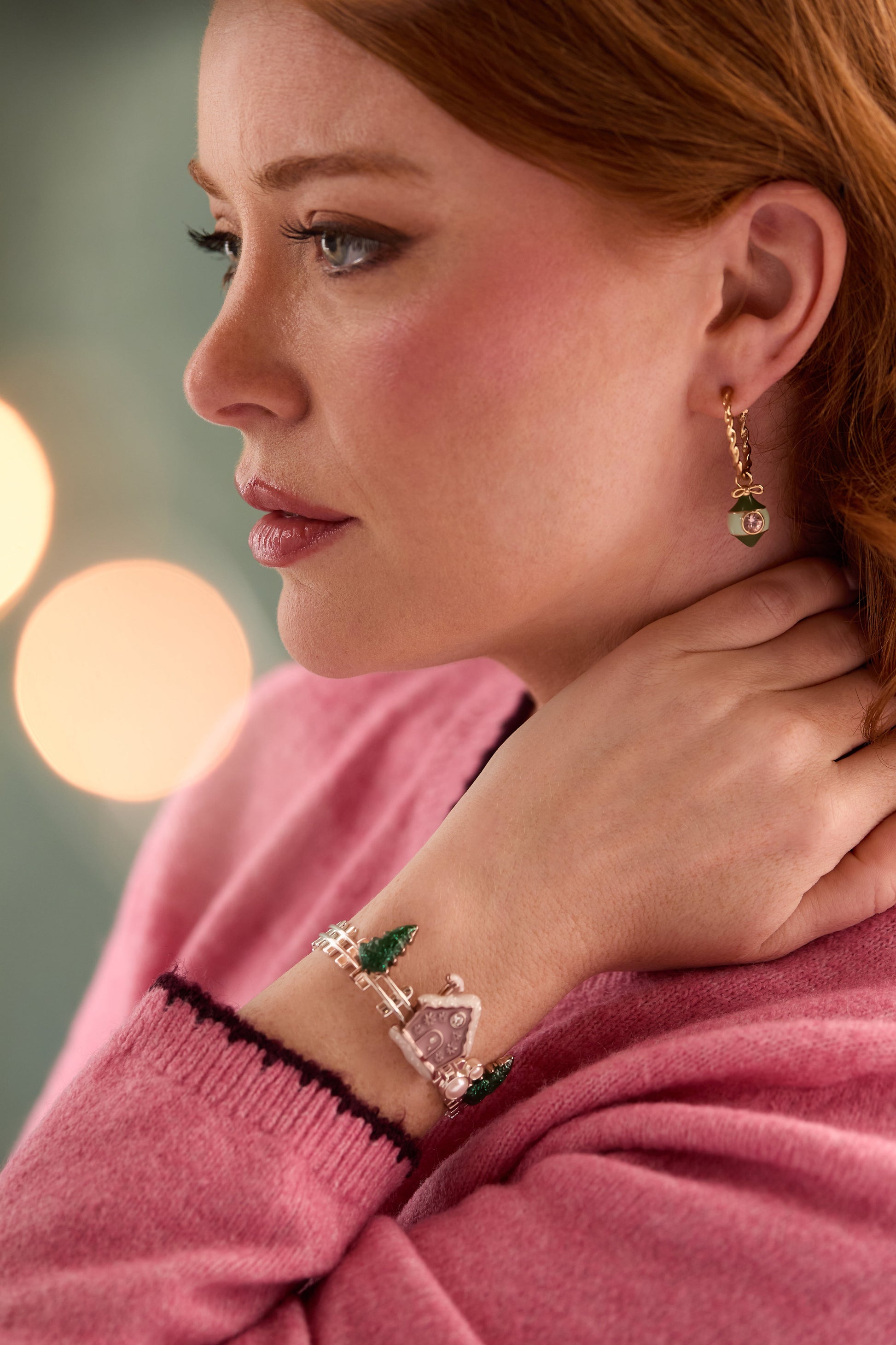 Ornament Hoop Earrings Gold