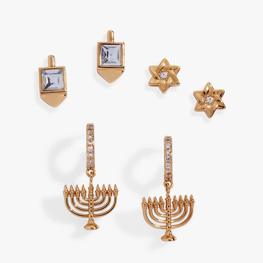 Hanukkah Stud Set Gold