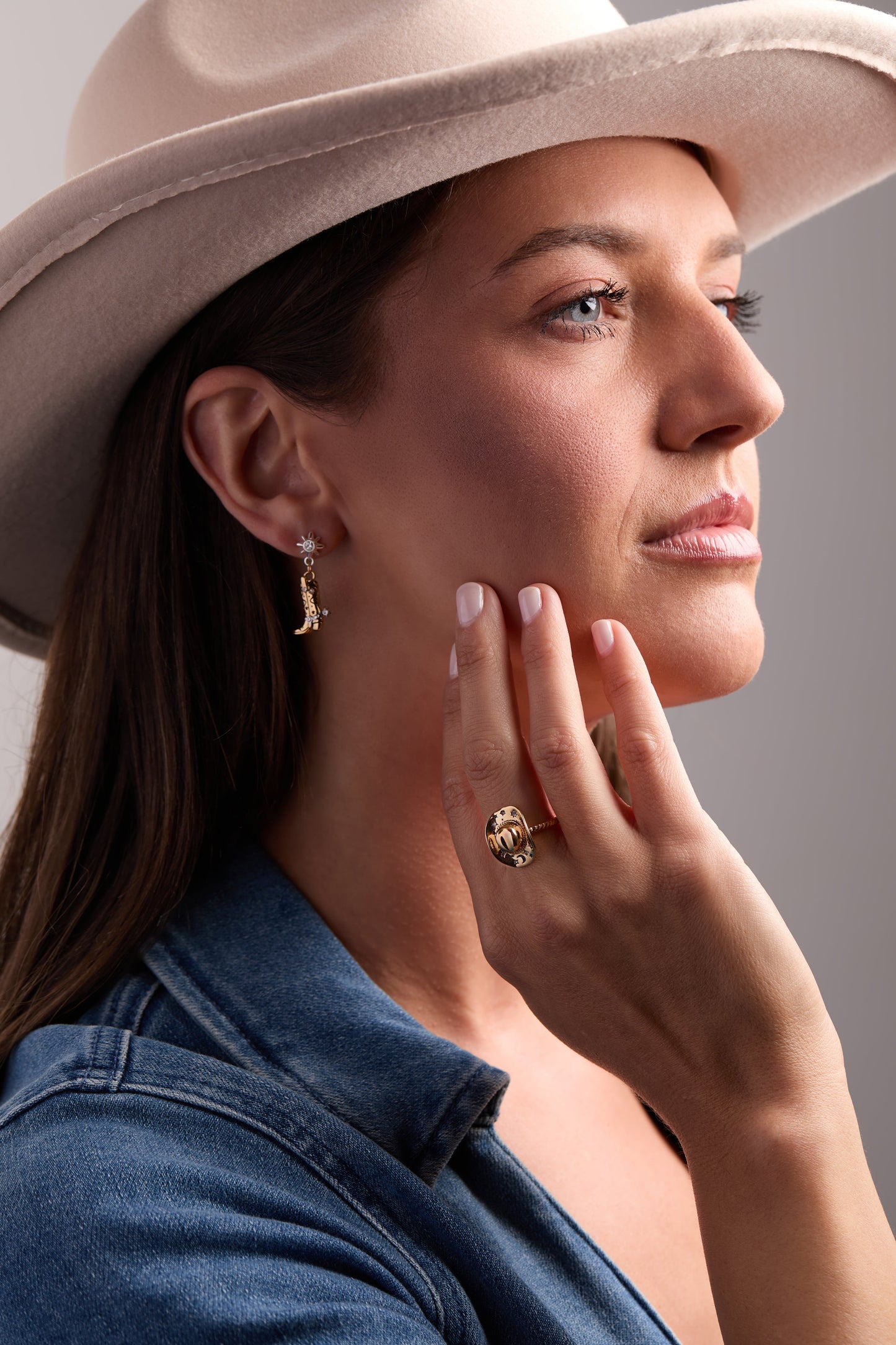 Cowgirl Boot Statement Earring Two Tone