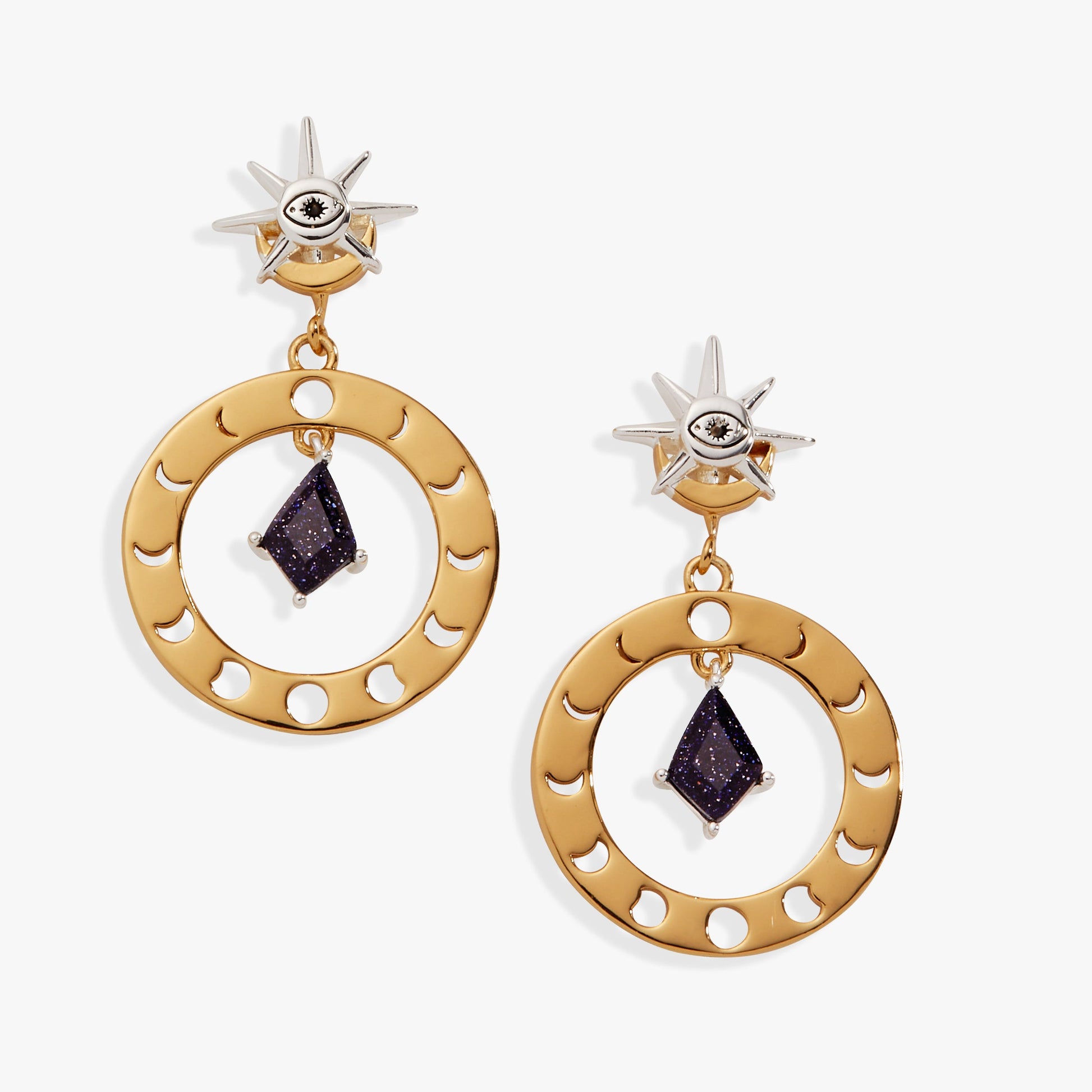 Moon Phase Statement Earring Two Tone