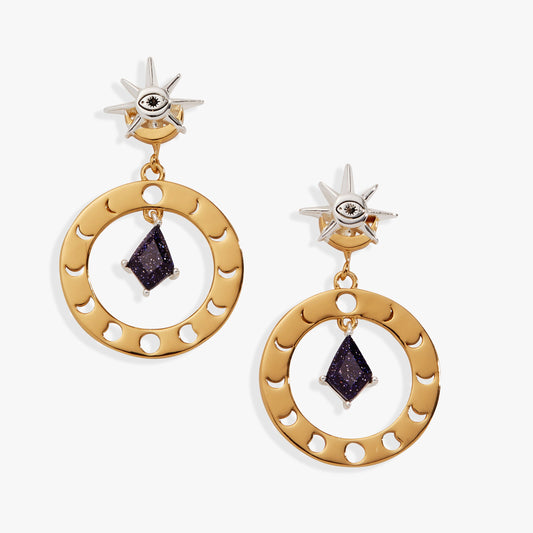 Moon Phase Statement Earring Two Tone