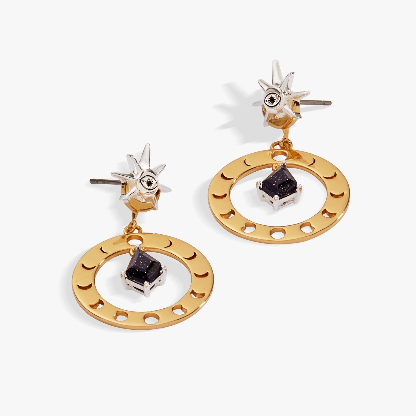 Moon Phase Statement Earring Two Tone
