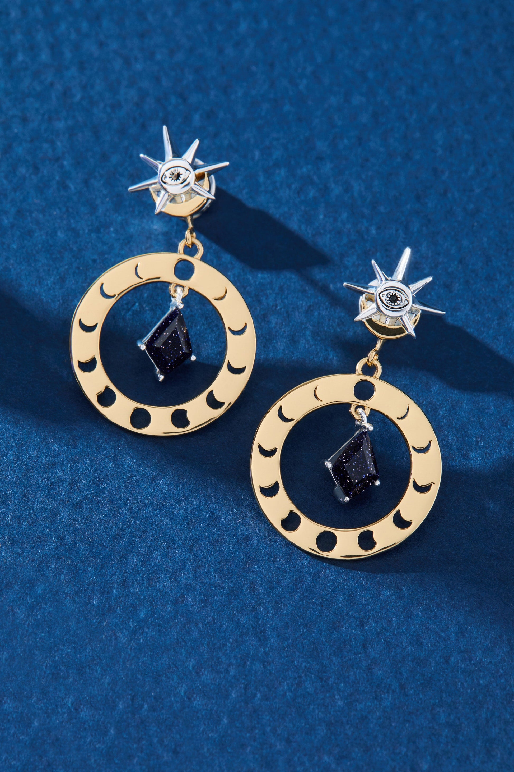 Moon Phase Statement Earring Two Tone