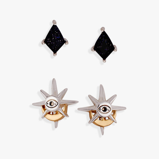 Moon Magic Celestial Earring set of 2 Two Tone