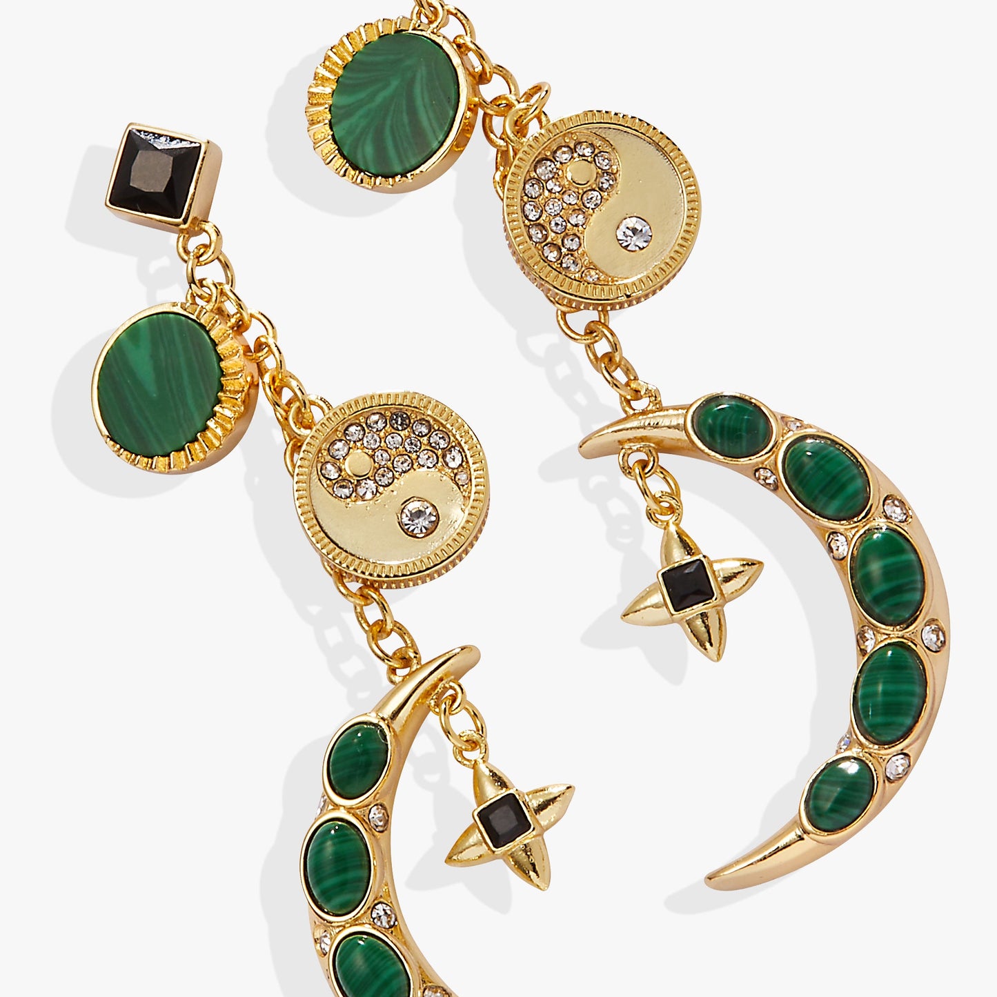Malachite Charm Earrings Gold