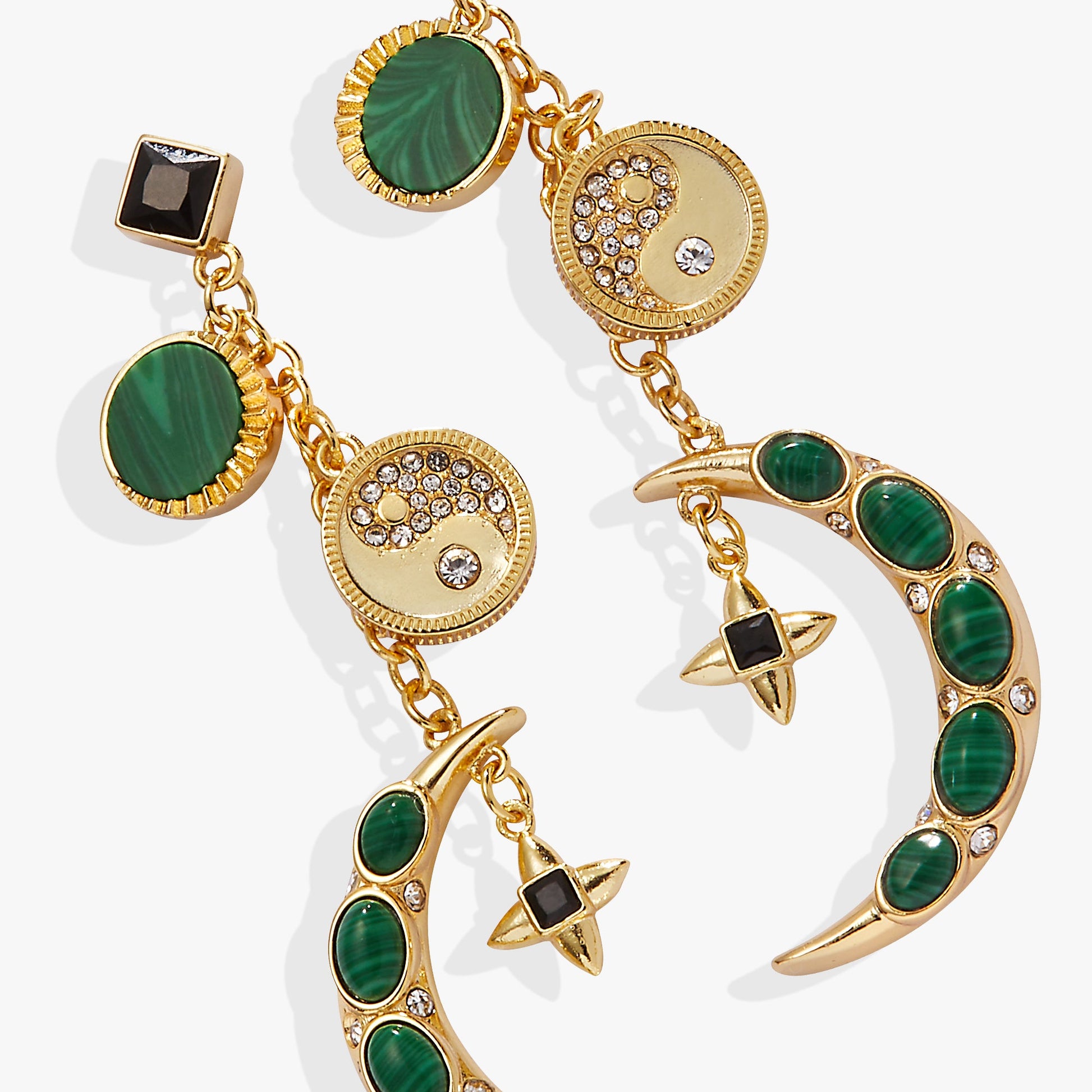 Malachite Charm Earrings Gold