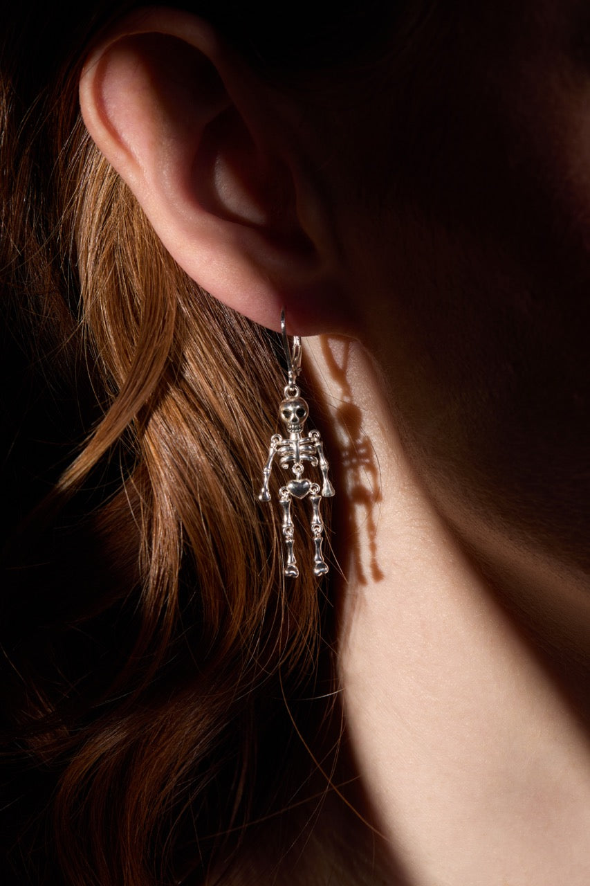 Skeleton Drop Earring Silver
