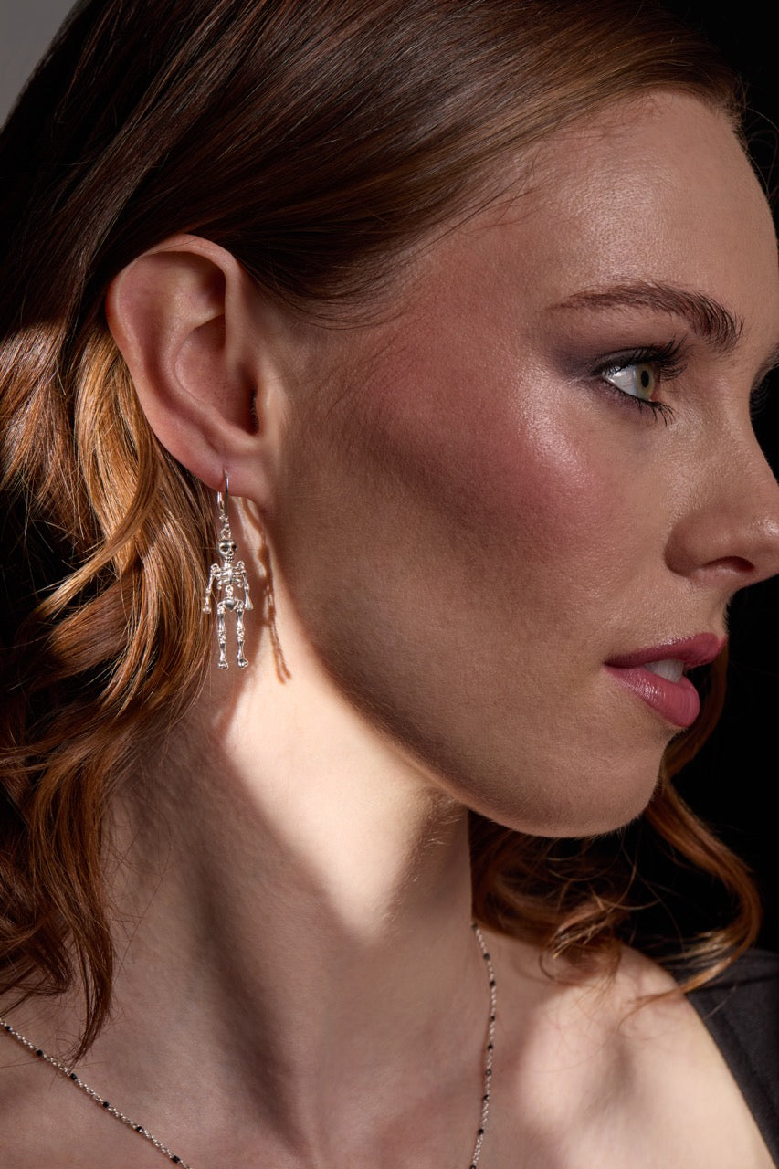 Skeleton Drop Earring Silver