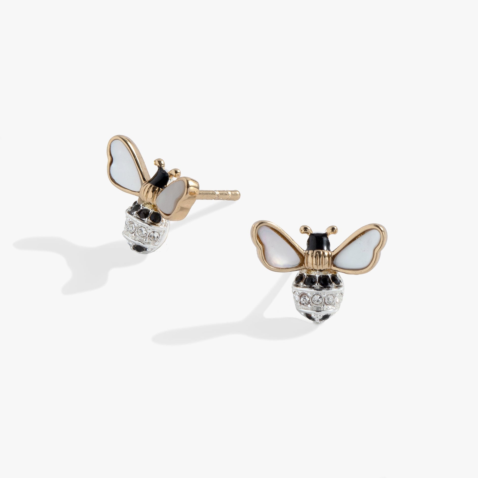 Bee Stud Earrings Two Tone