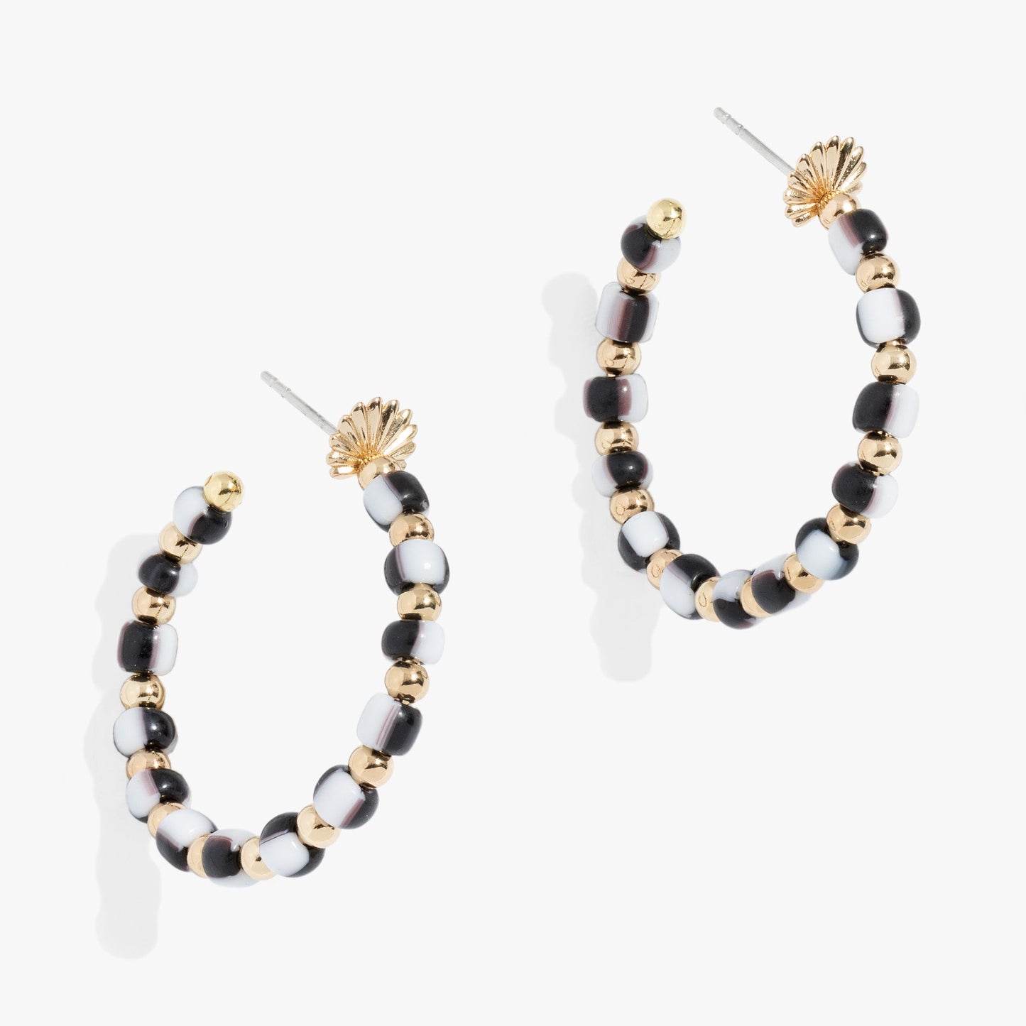 Toile Beaded Hoop Earrings Gold