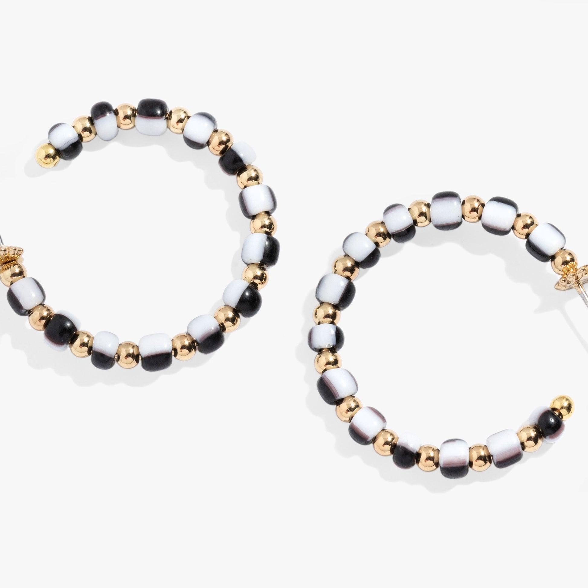 Toile Beaded Hoop Earrings Gold