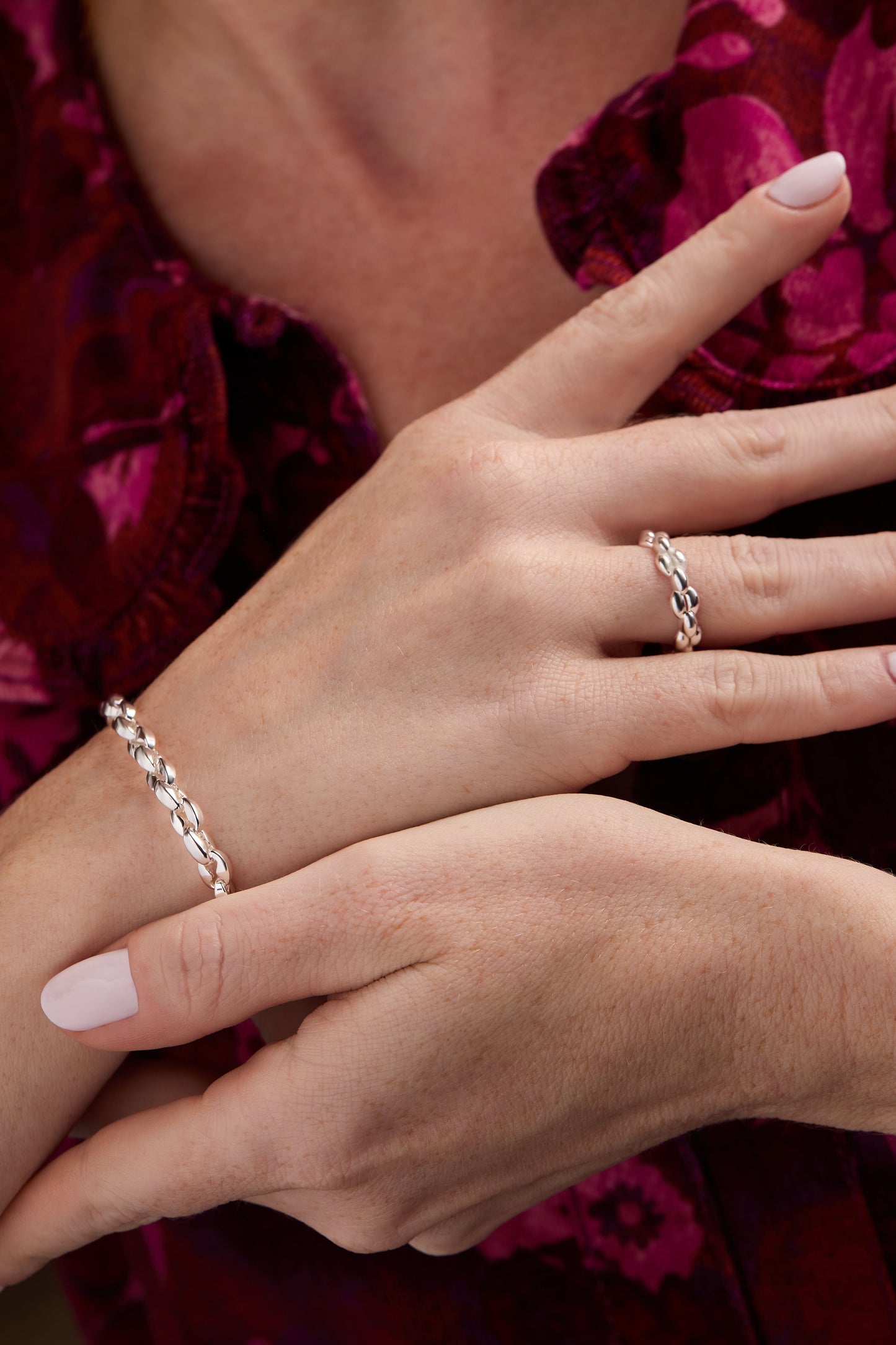 Puffy Frozen Chain Ring Silver