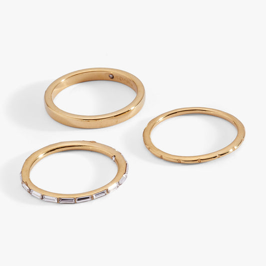 3 ring set-baguette Stainless Steel Gold