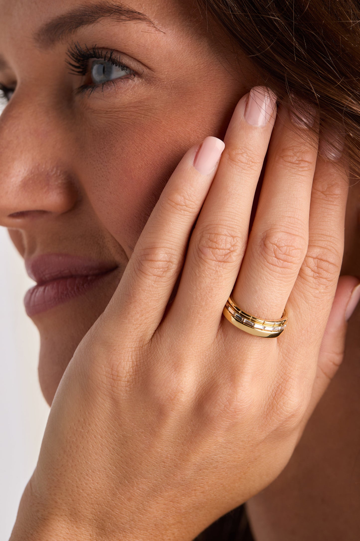 3 ring set-baguette Stainless Steel Gold