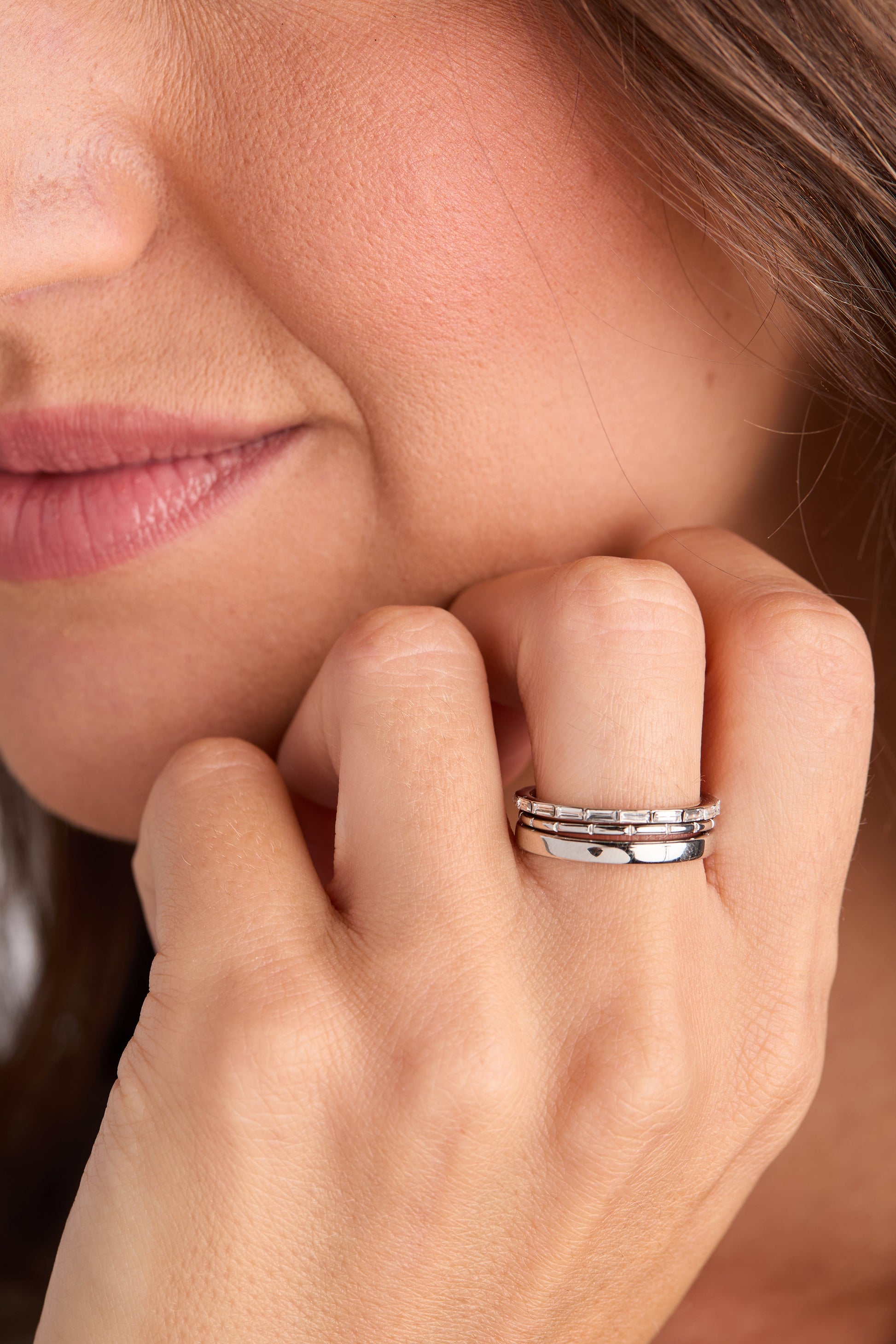 3 ring set-baguette Stainless Steel Gold