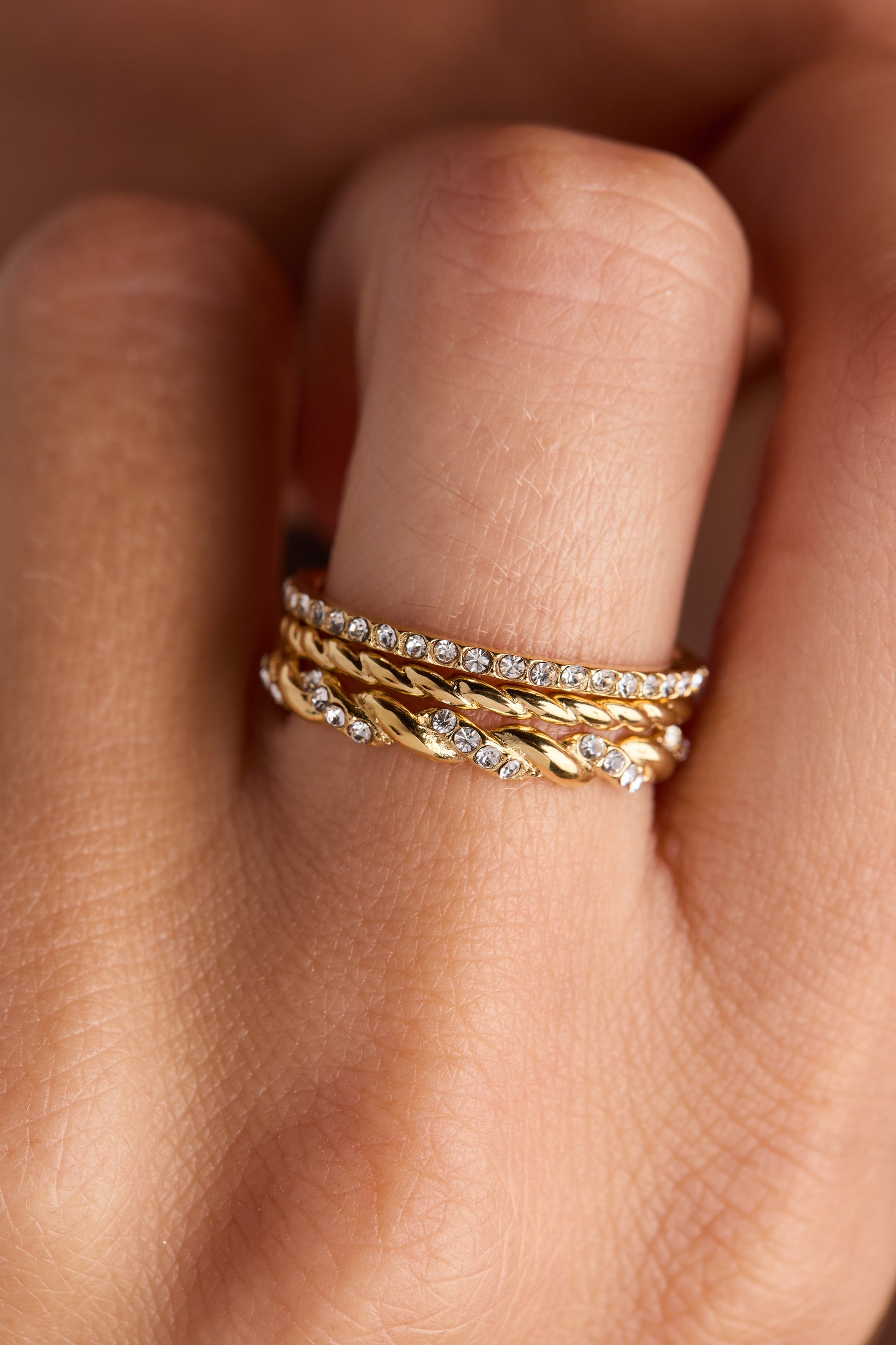 3 ring set-rope Stainless Steel Silver
