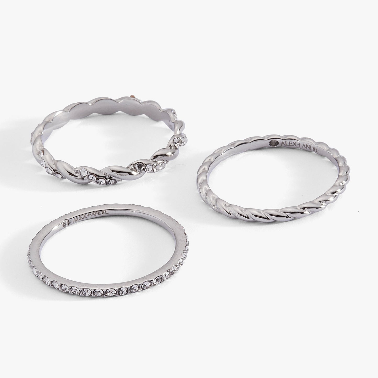 3 ring set-rope Stainless Steel Silver