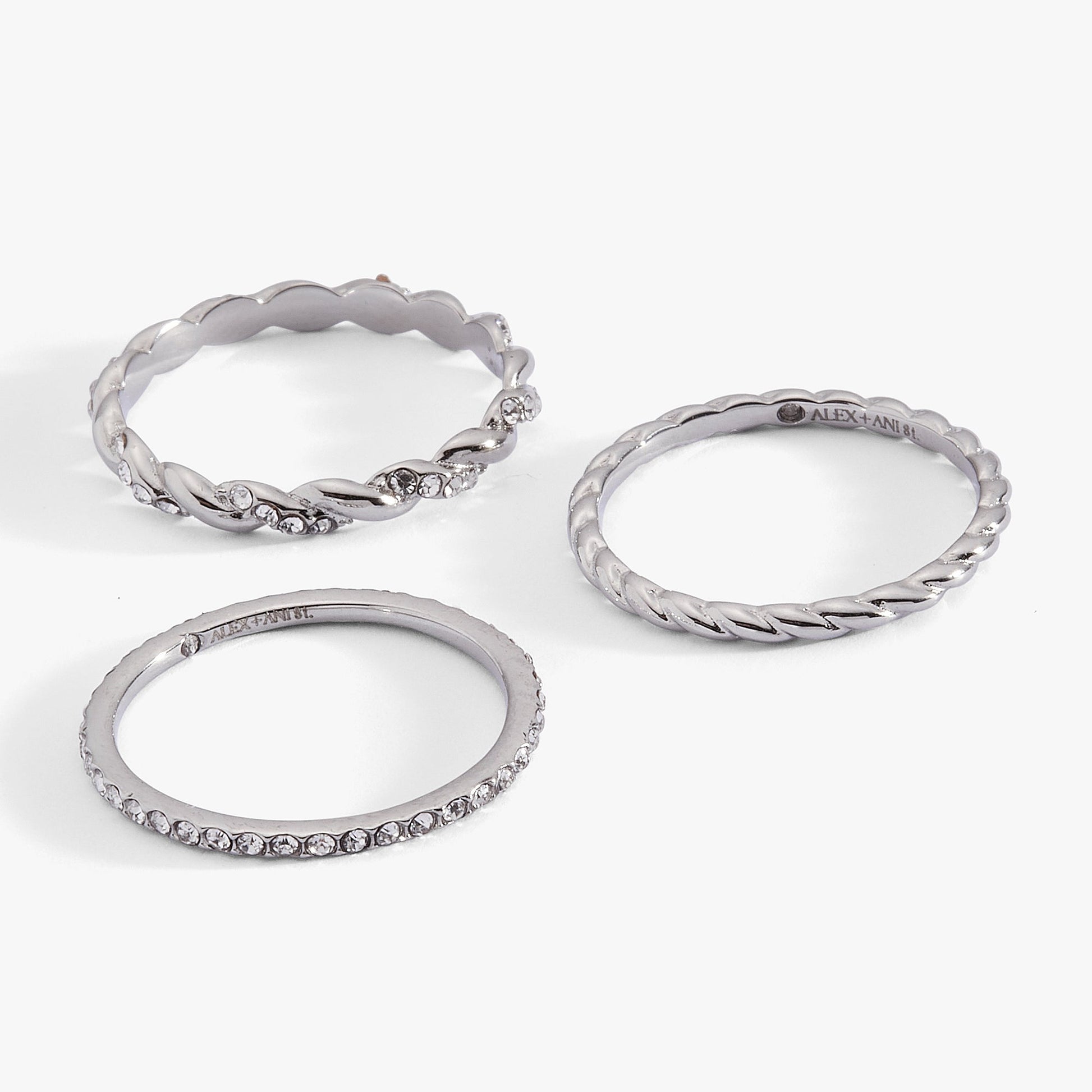 3 ring set-rope Stainless Steel Silver
