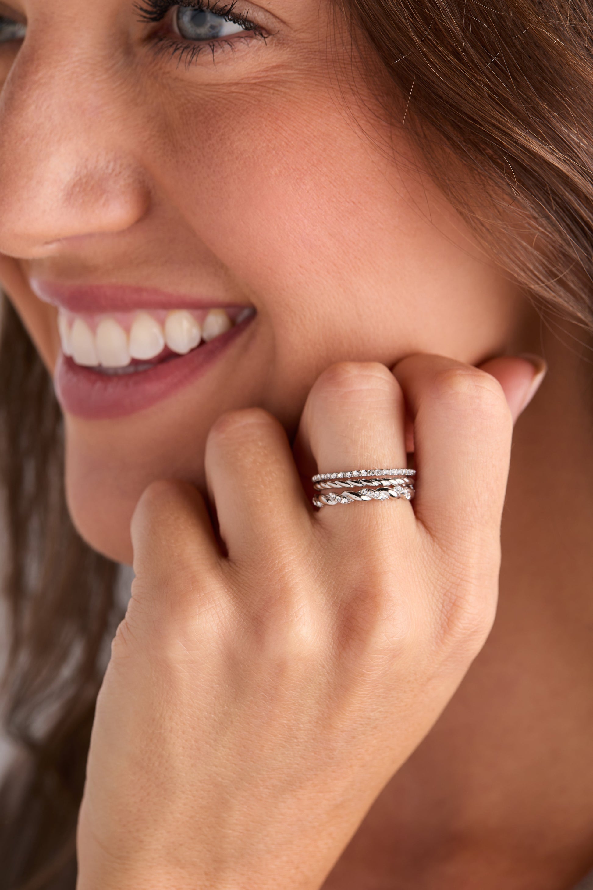 3 ring set-rope Stainless Steel Silver