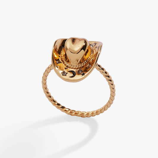 Cowgirl Hat Ring Gold