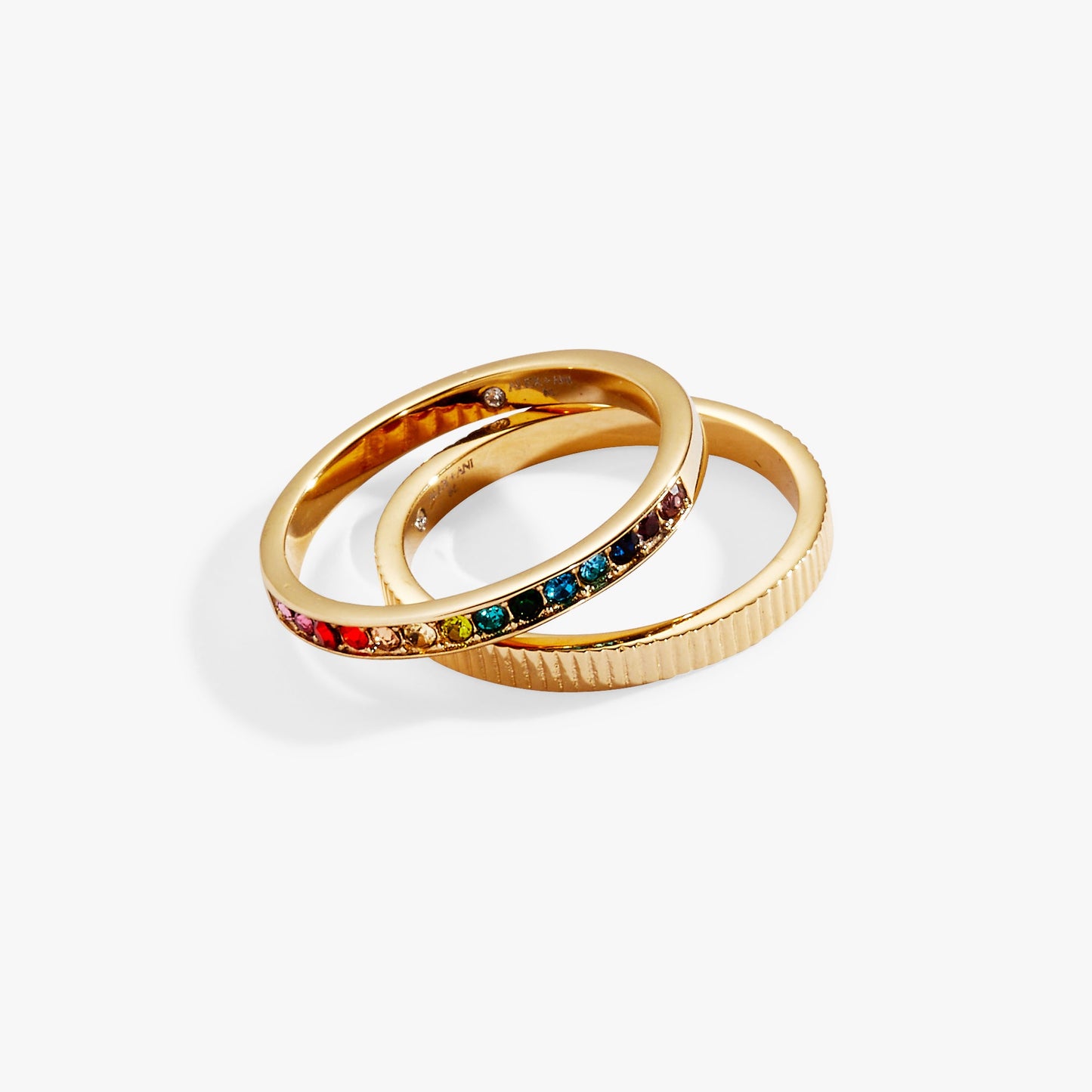 Rainbow Ombre Ring Set of 2 Stainless Steel Gold