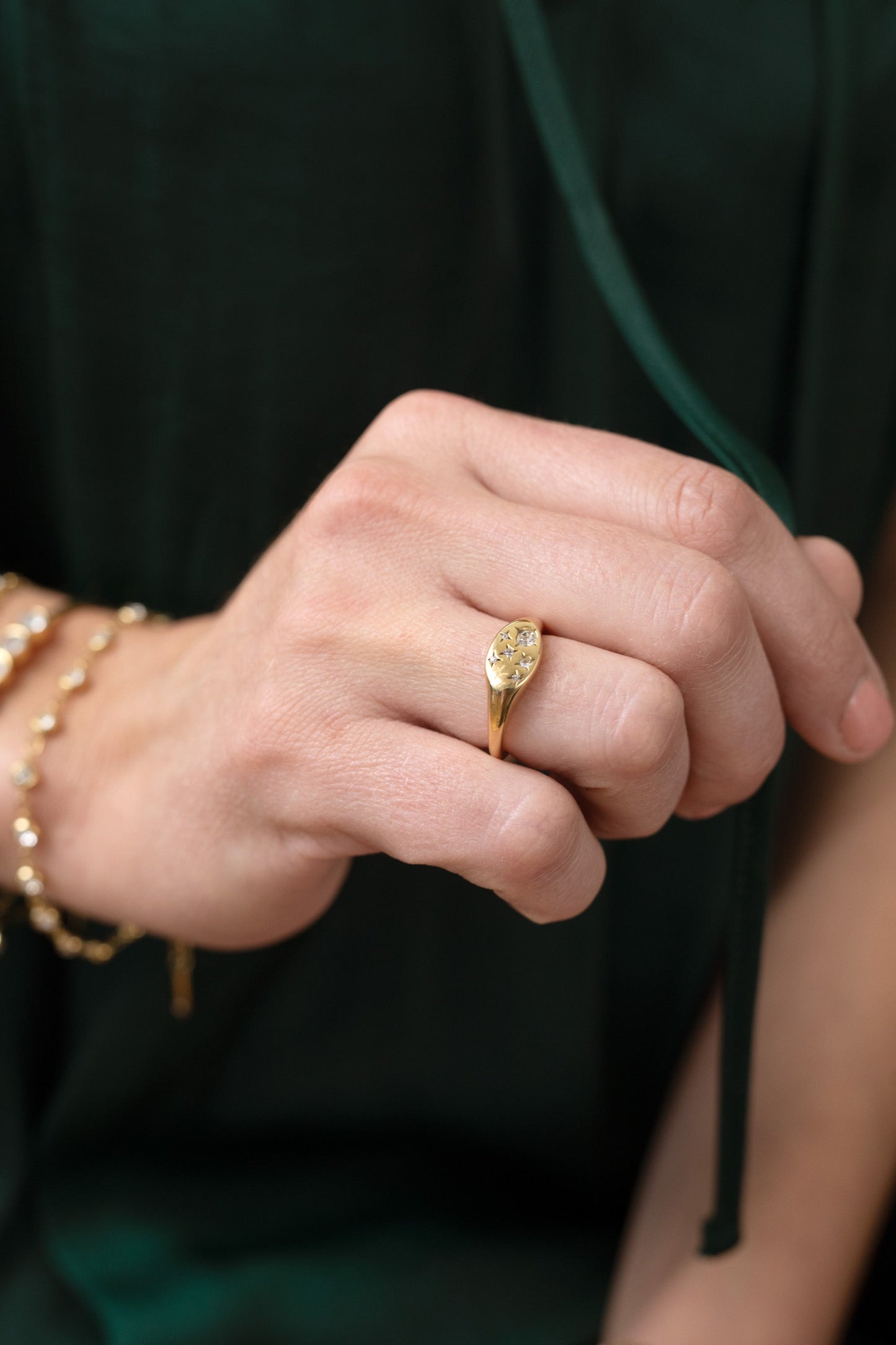 Pisces Zodiac Ring Stainless Steel Gold