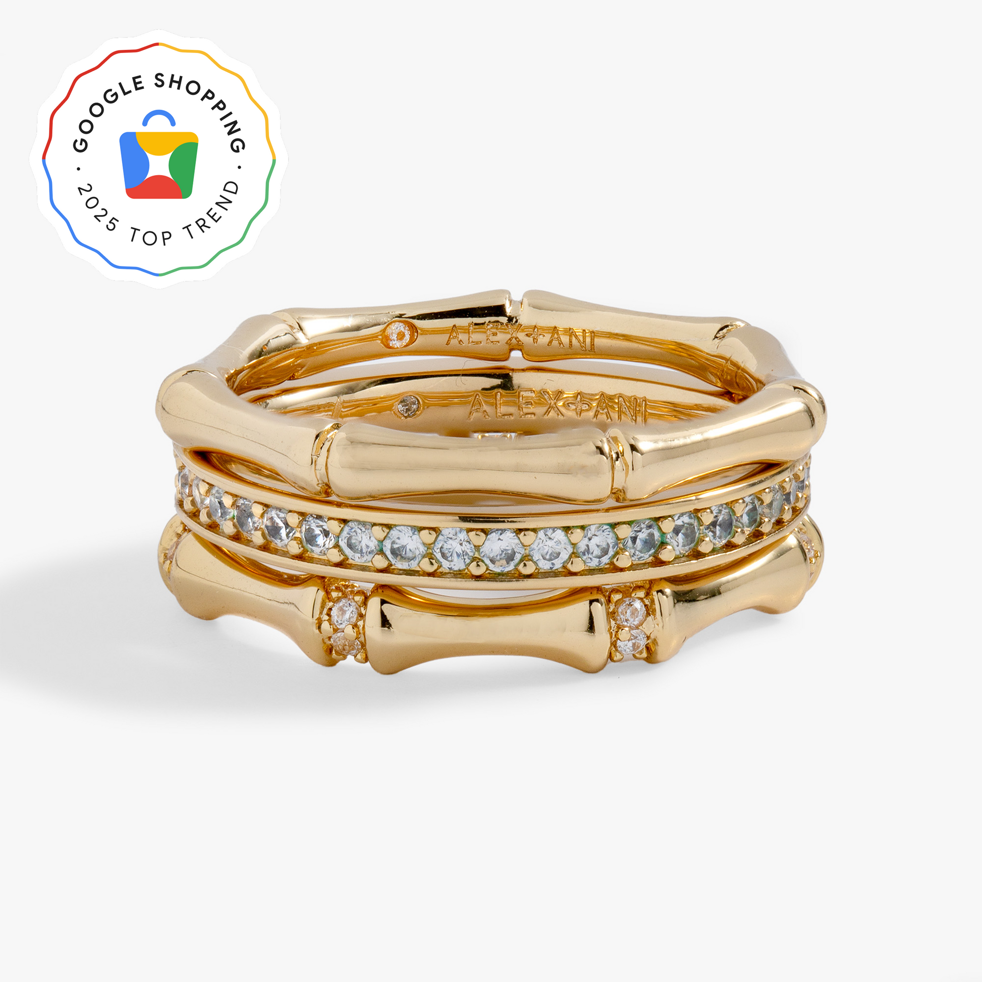 Bamboo Trio Ring Set Gold