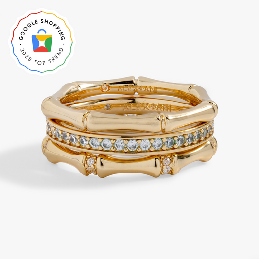 Bamboo Trio Ring Set Gold