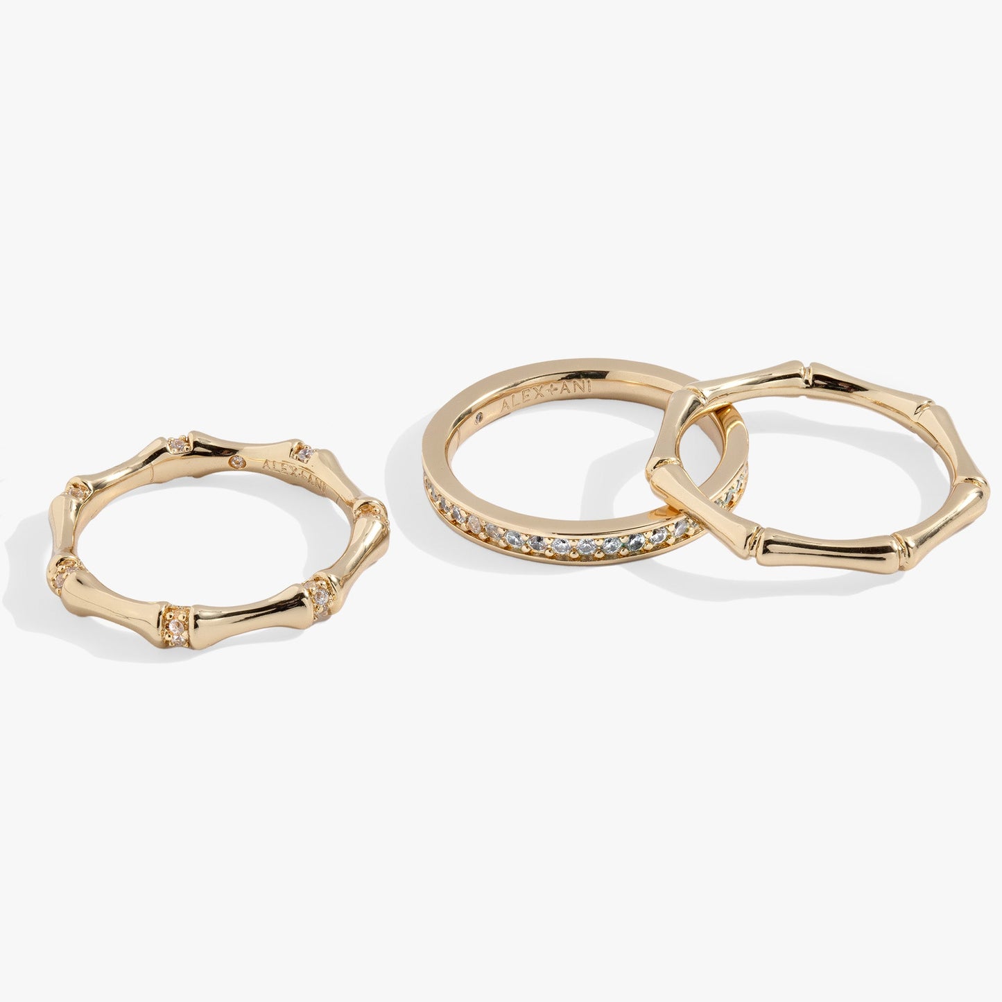 Bamboo Trio Ring Set Gold