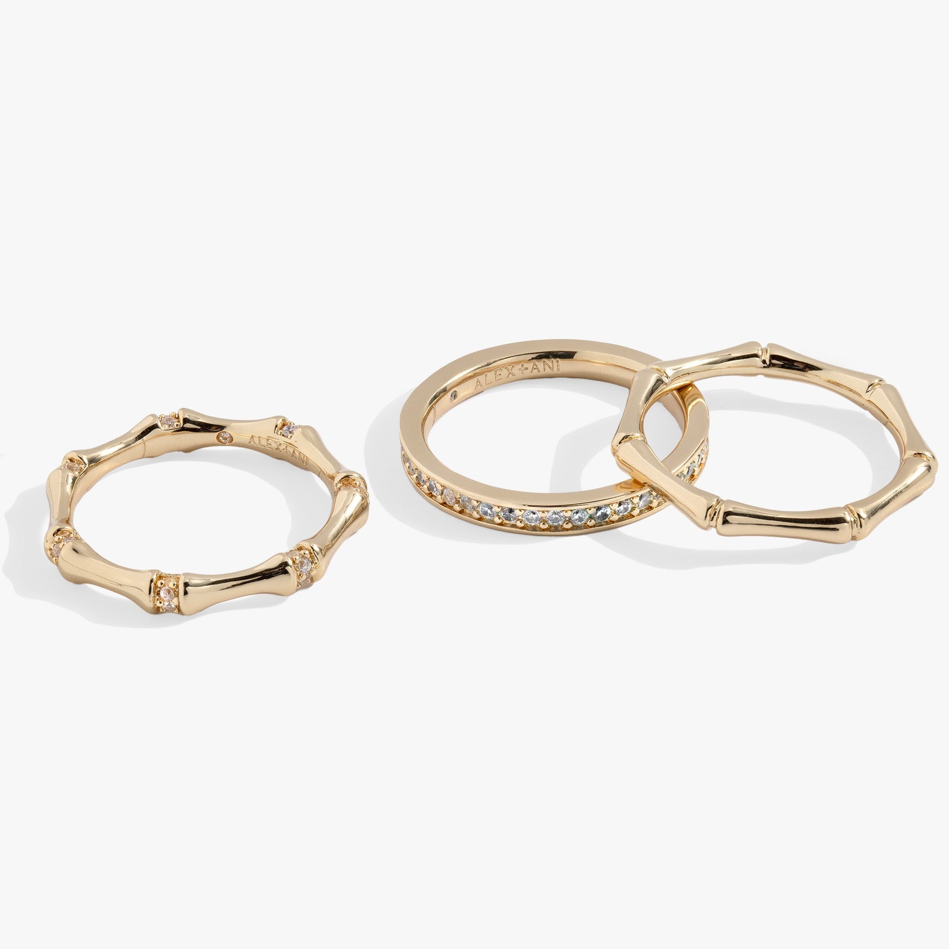 Bamboo Trio Ring Set Gold