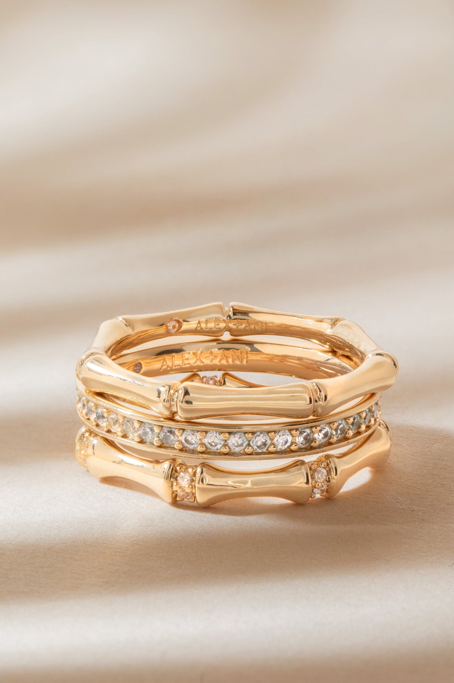 Bamboo Trio Ring Set Gold