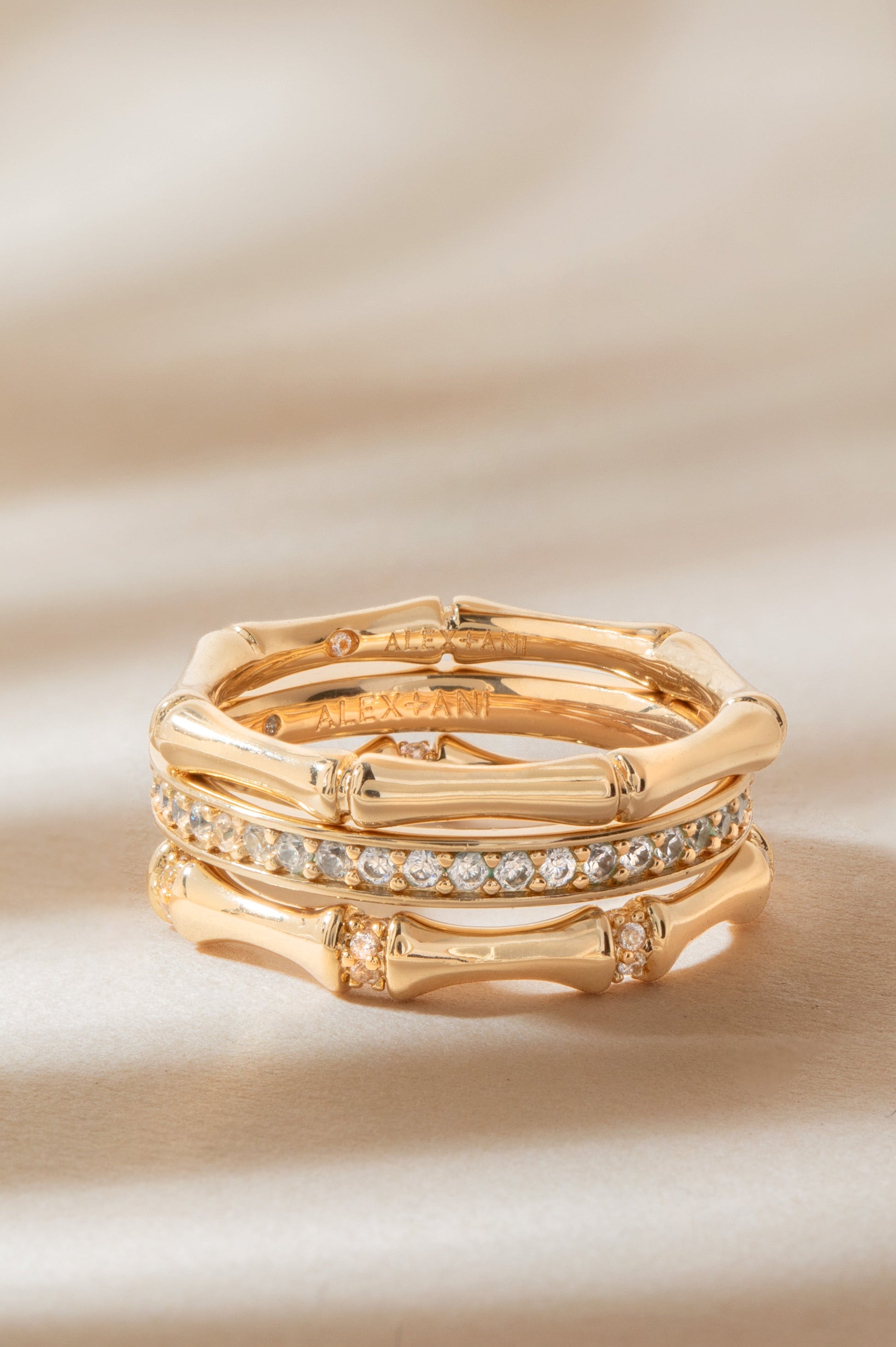 Bamboo Trio Ring Set Gold