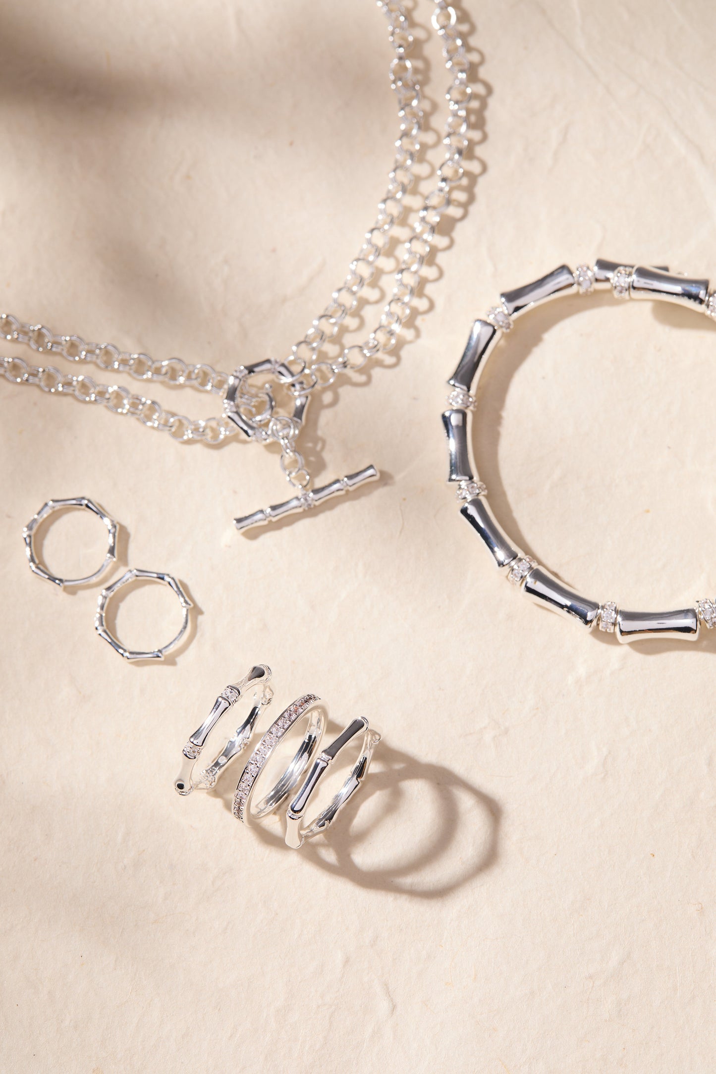 Bamboo Trio Ring Set Gold
