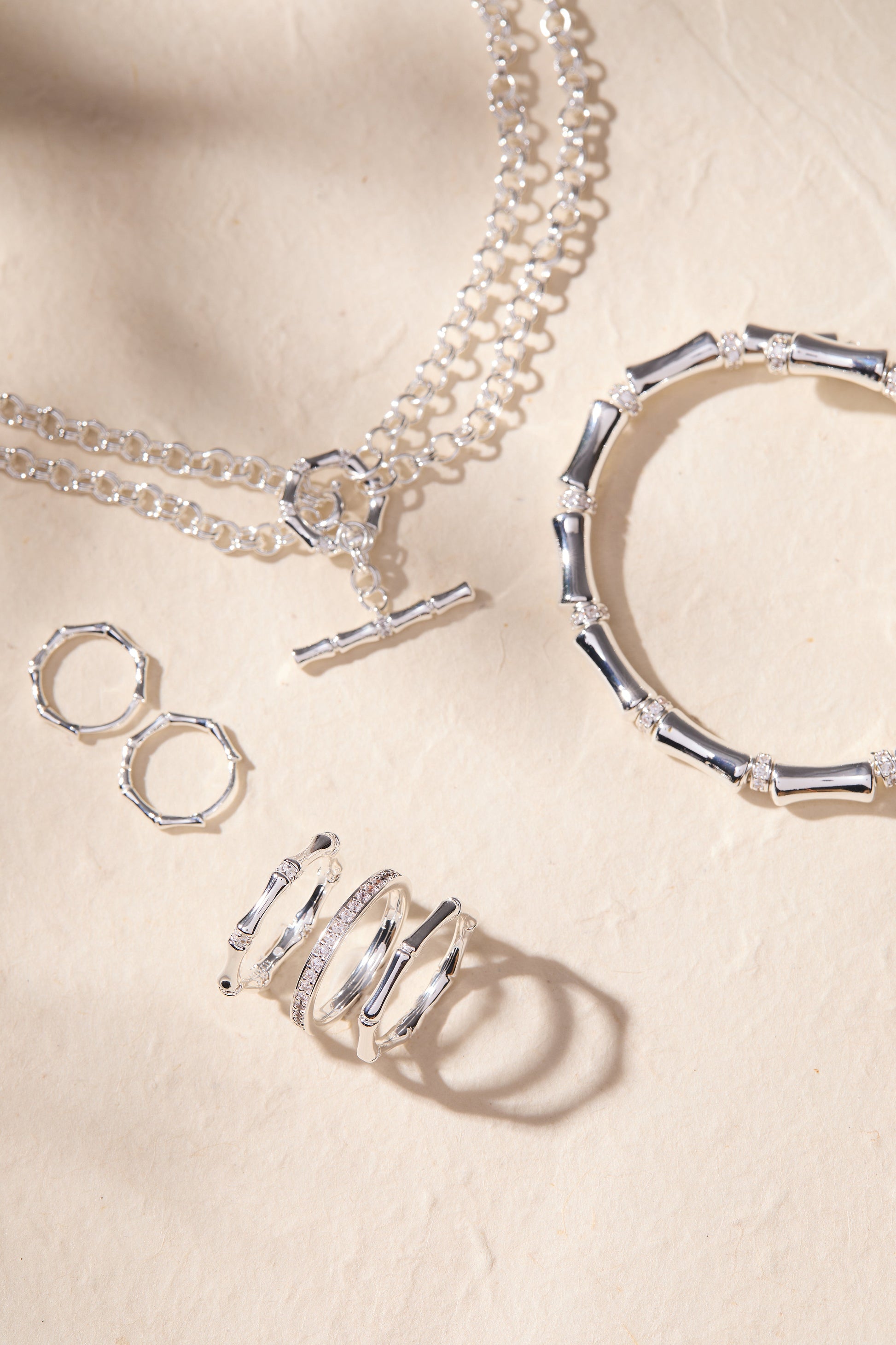 Bamboo Trio Ring Set Gold
