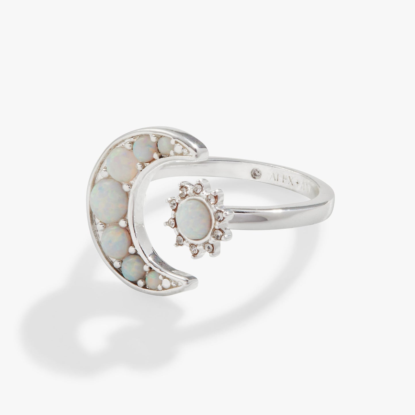 Moon + Sun Opal Ring Shiny Silver
