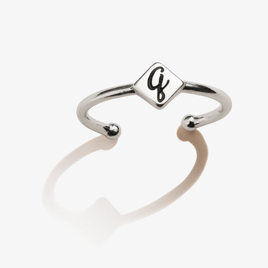 Initial Q Ring, Adjustable - Alex and Ani .925 Sterling Silver