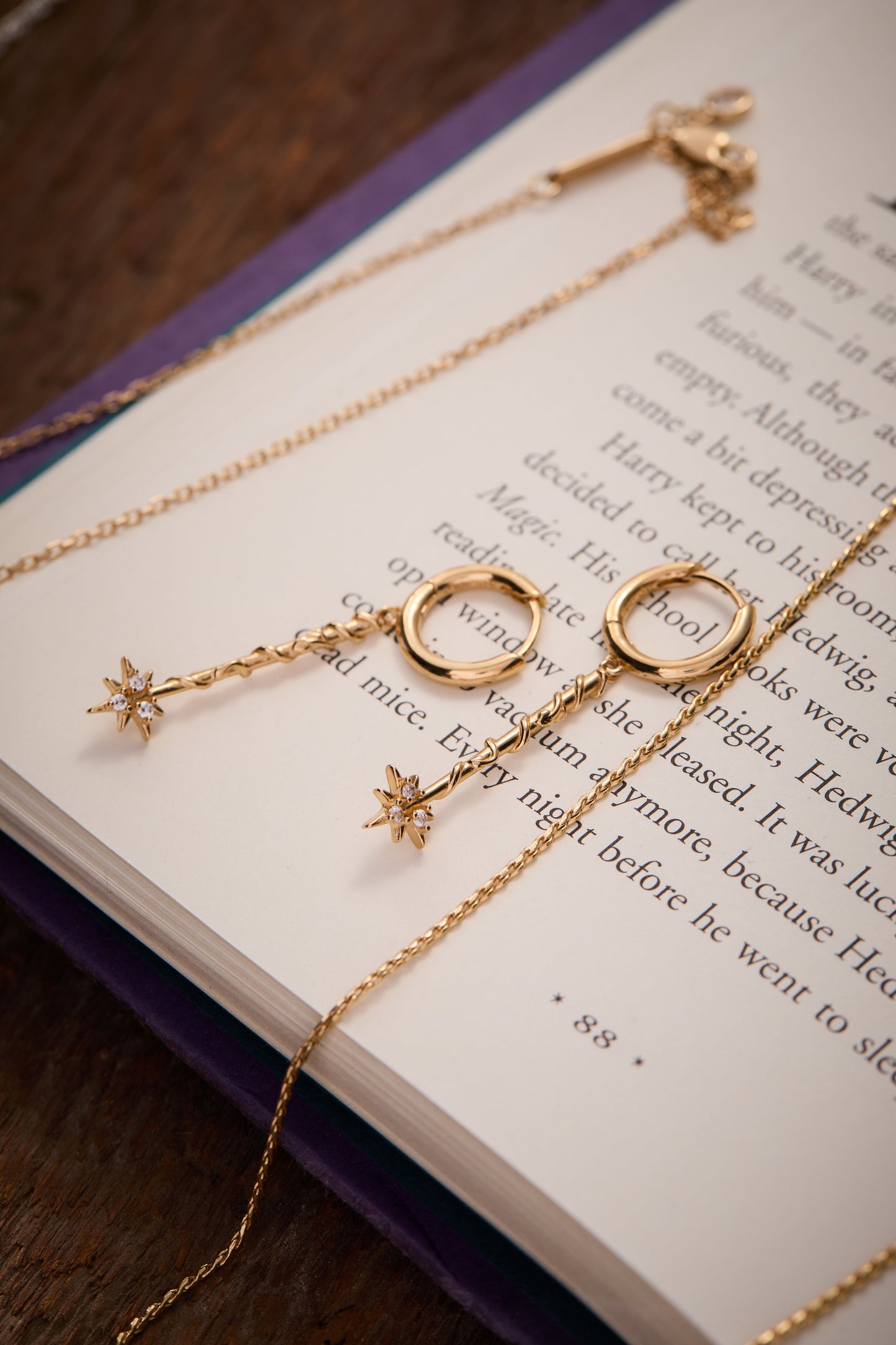 Harry Potter Hermione Wand Earrings 14kt Gold Over Sterling Silver