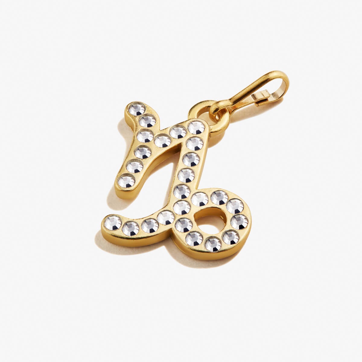 Capricorn Zodiac Charm with Crystals 14kt Gold Over Sterling Silver