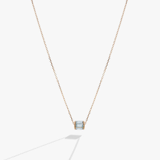 March Birthstone Precious Pendant Necklace 14kt Gold Over Sterling Silver