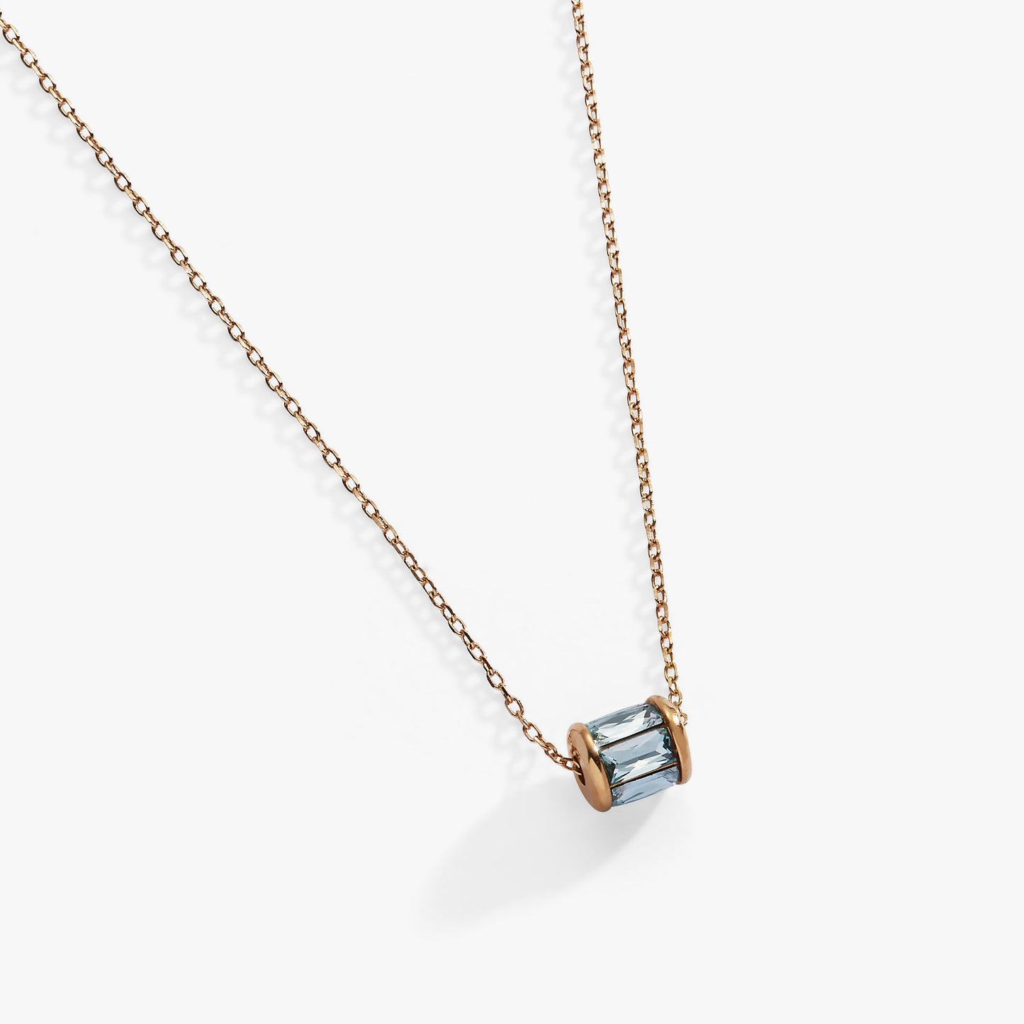 March Birthstone Precious Pendant Necklace 14kt Gold Over Sterling Silver
