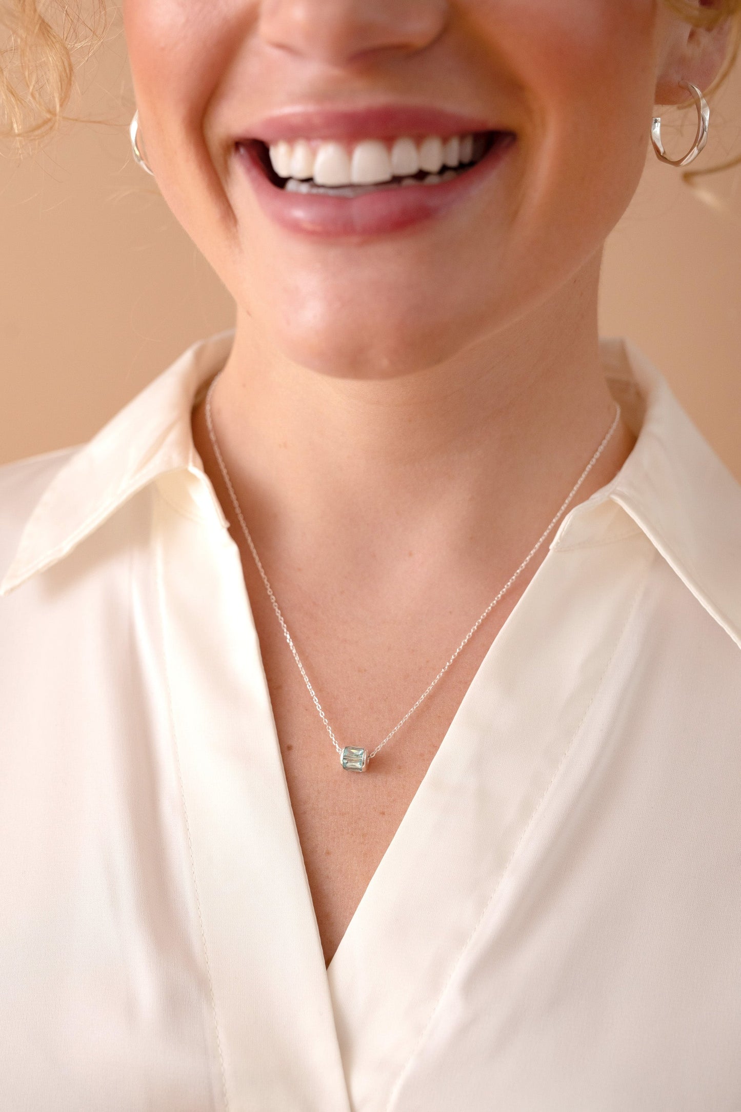 March Birthstone Precious Pendant Necklace 14kt Gold Over Sterling Silver
